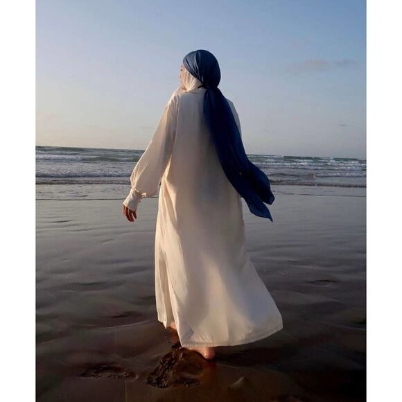 H&M Wide Cut Kaftan Dress Cream New - Picture 2 of 11